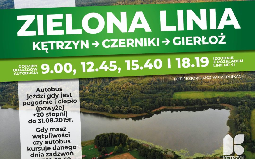 Od dziś mieszkańcy mogą korzystać z oficjalnie otwartej „Zielonej Linii” na trasie – Kętrzyn – Czerniki – Gierłoż. Zapraszamy.