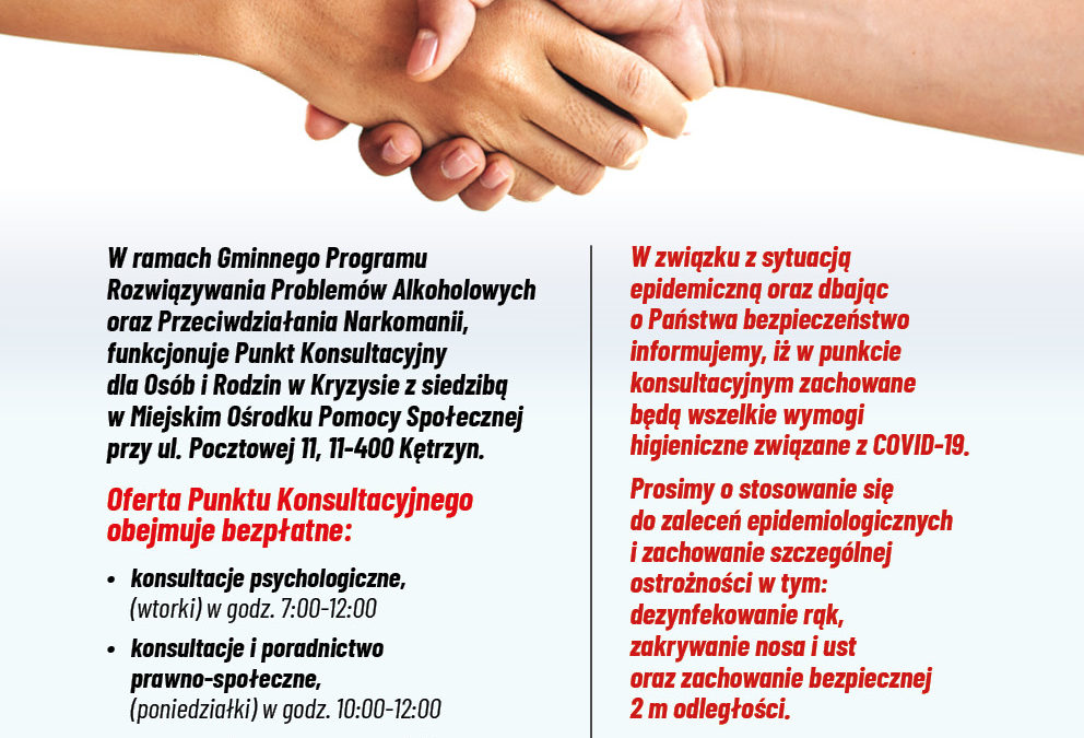 Zmiana dni i godzin konsultacji Psychoterapeutycznych
