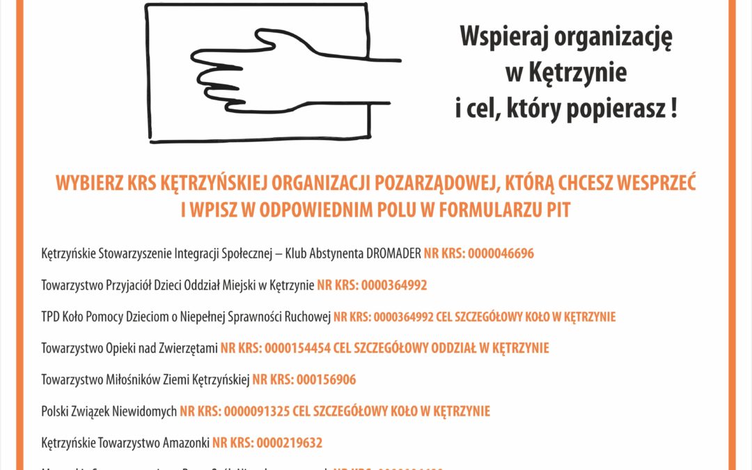 Przekaż 1% podatku na kętrzyńskie Organizacje Pozarządowe
