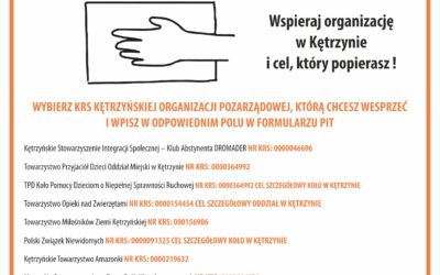 Przekaż 1% podatku na kętrzyńskie Organizacje Pozarządowe