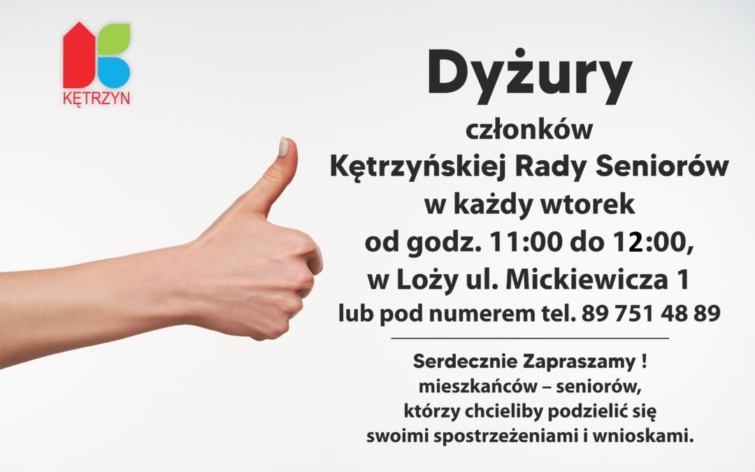 Informacja o dyżurach Kętrzyńskiej Rady Seniorów