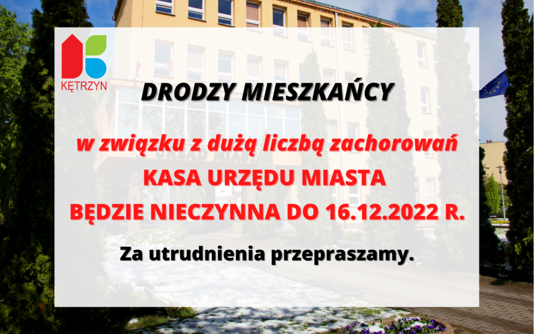 Informacja w sprawie obsługi kasowej Urzędu Miasta Kętrzyn
