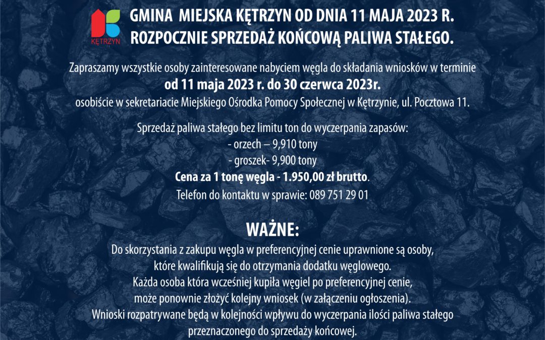 Informacja o sprzedaży końcowej paliwa stałego dla gospodarstw domowych