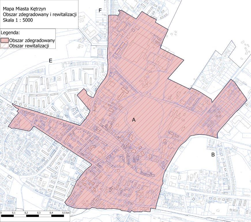 Mapa obszaru rewitalizacji w Kętrzynie